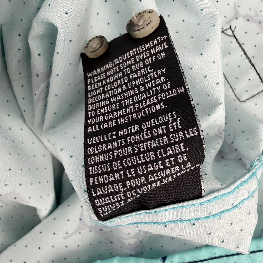 Canada Weathergear Mens Large Marlin Fish Print Button Down Shirt Aqua Turquoise - Picture 7 of 13